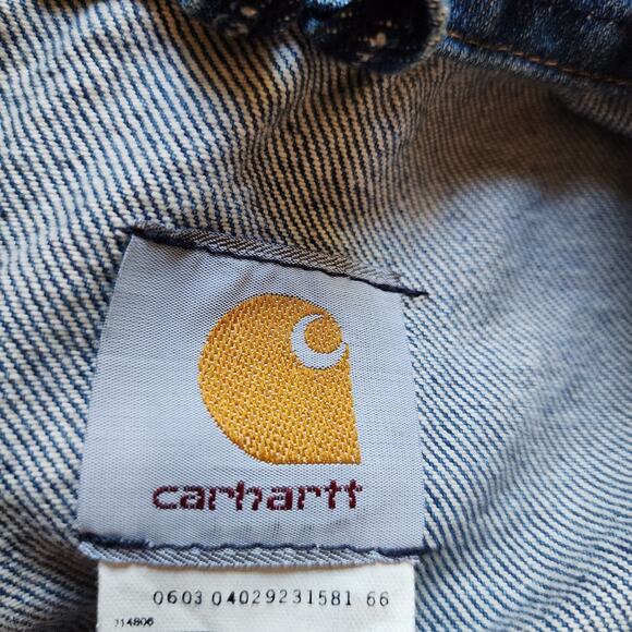 Vintage Carhartt Jean Jacket Mens Size XL Tall Denim Trucker Made In USA J12DST - Picture 9 of 10